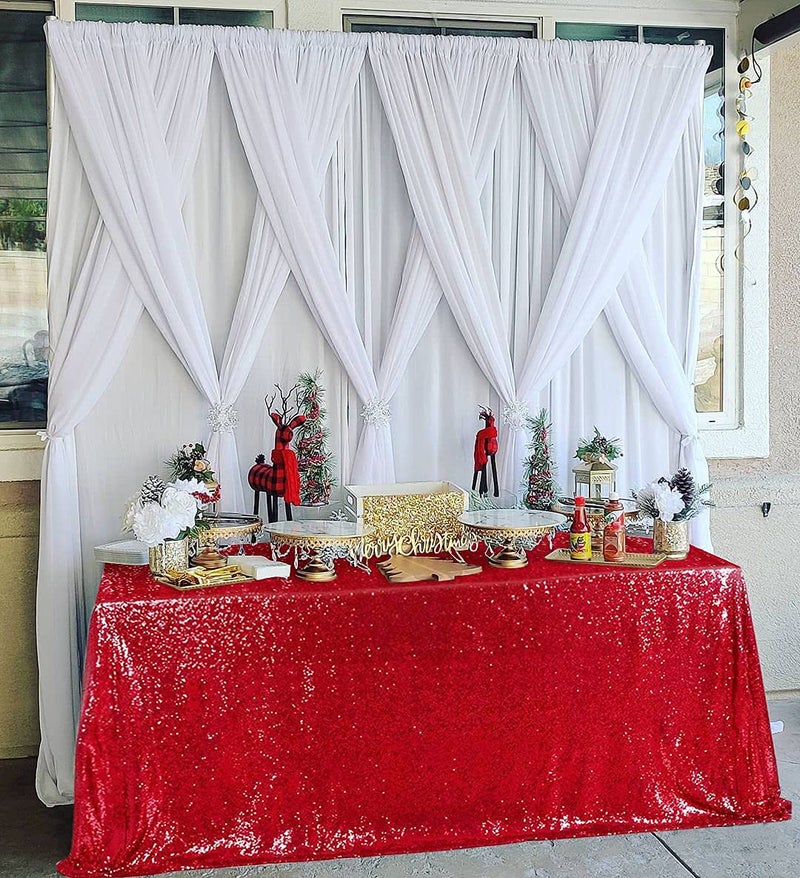 QueenDream Sparkly Sequin Tablecloth - Red Table Cloth 50x80 Inches Rectangle Table Overlay Fabric for Birthday Parties Baby Shower Decoration - Image 5
